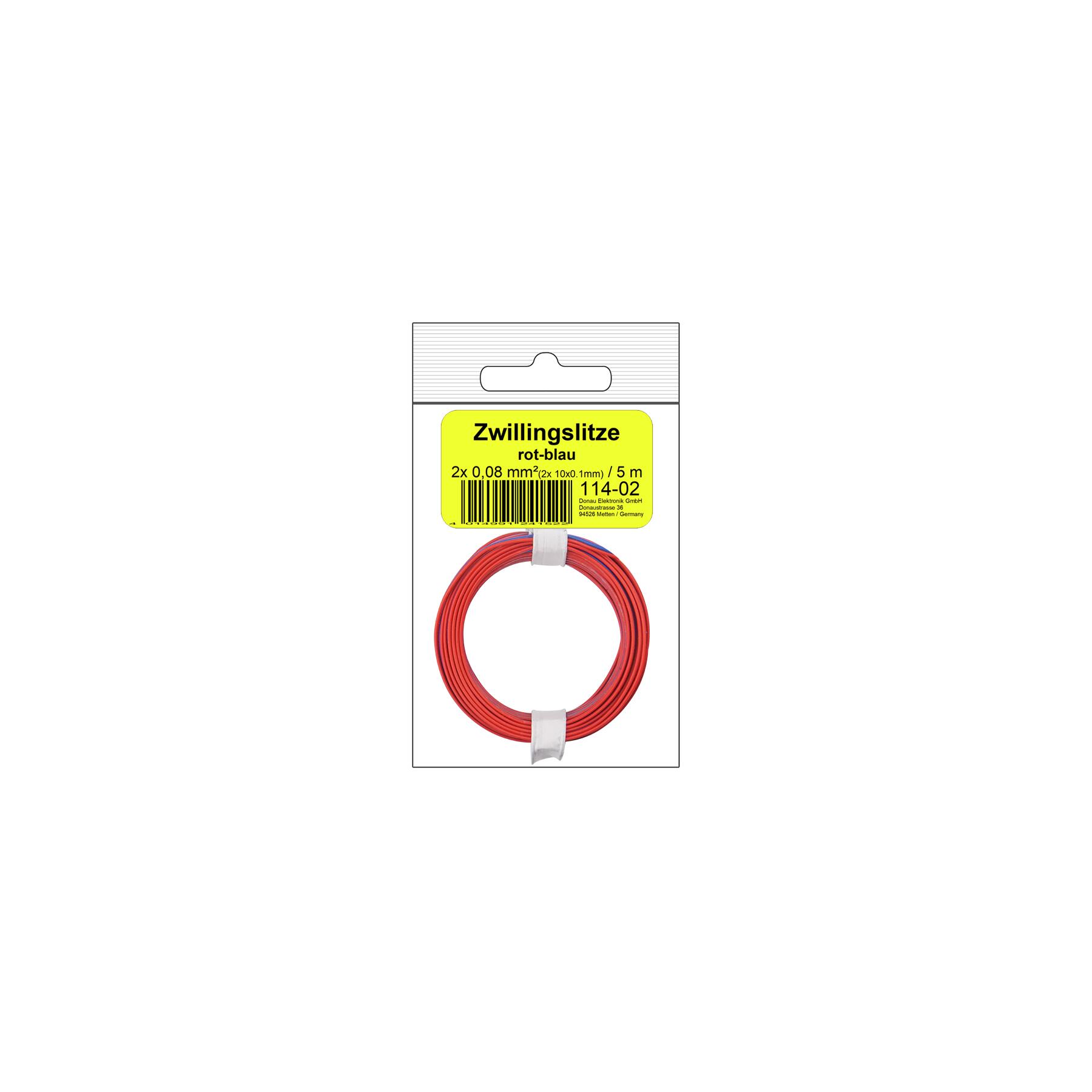 114-02SB - Zwillingslitze 0,08 mm² / 5 m rot-blau - in SB Beutel