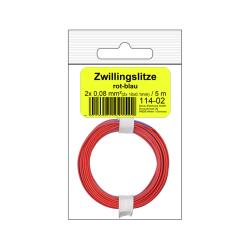 114-02SB - Zwillingslitze 0,08 mm² / 5 m rot-blau -...
