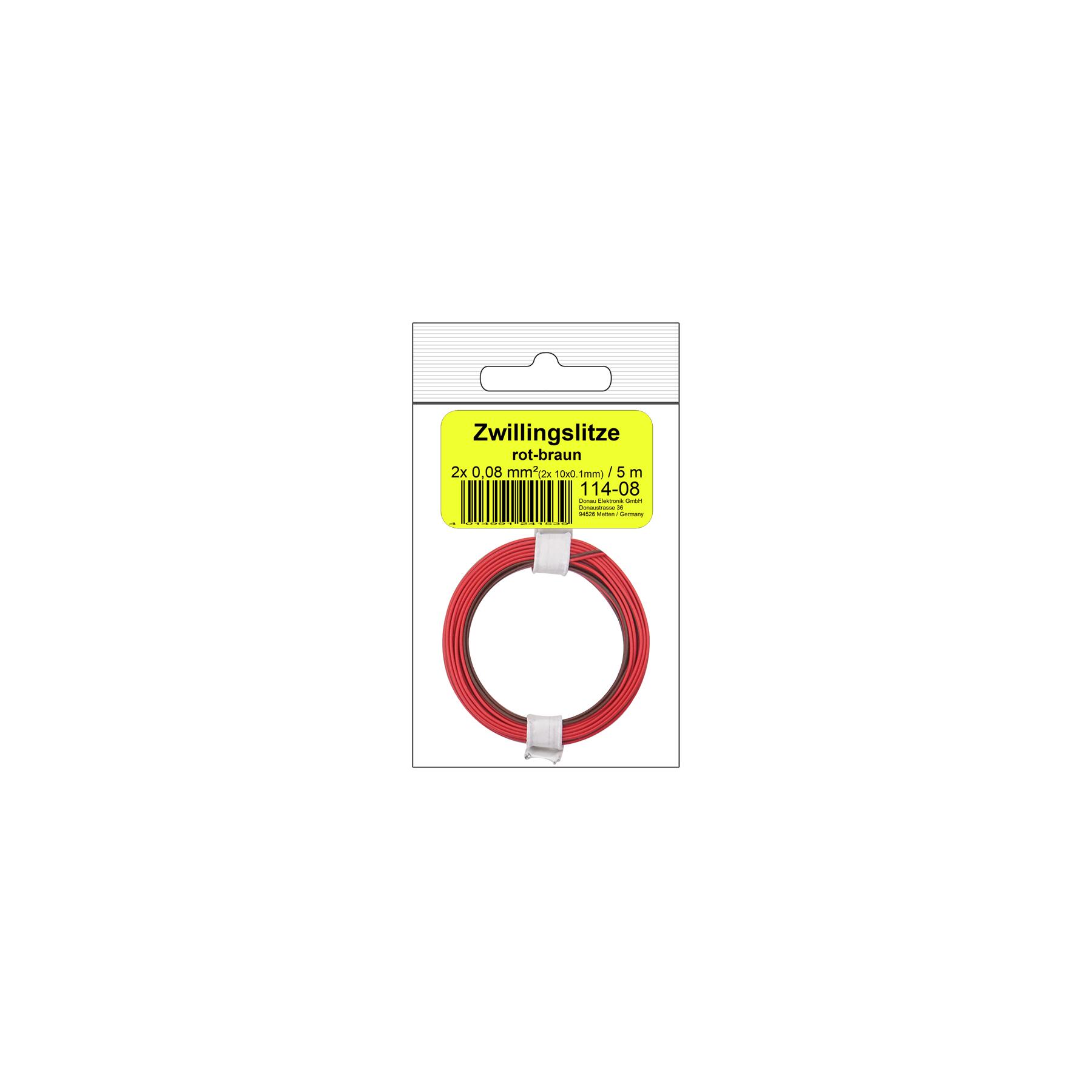 114-08SB - Zwillingslitze 0,08 mm² / 5 m rot-braun - in SB Beutel