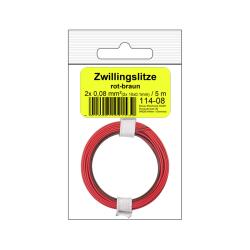 114-08SB - Zwillingslitze 0,08 mm² / 5 m rot-braun -...