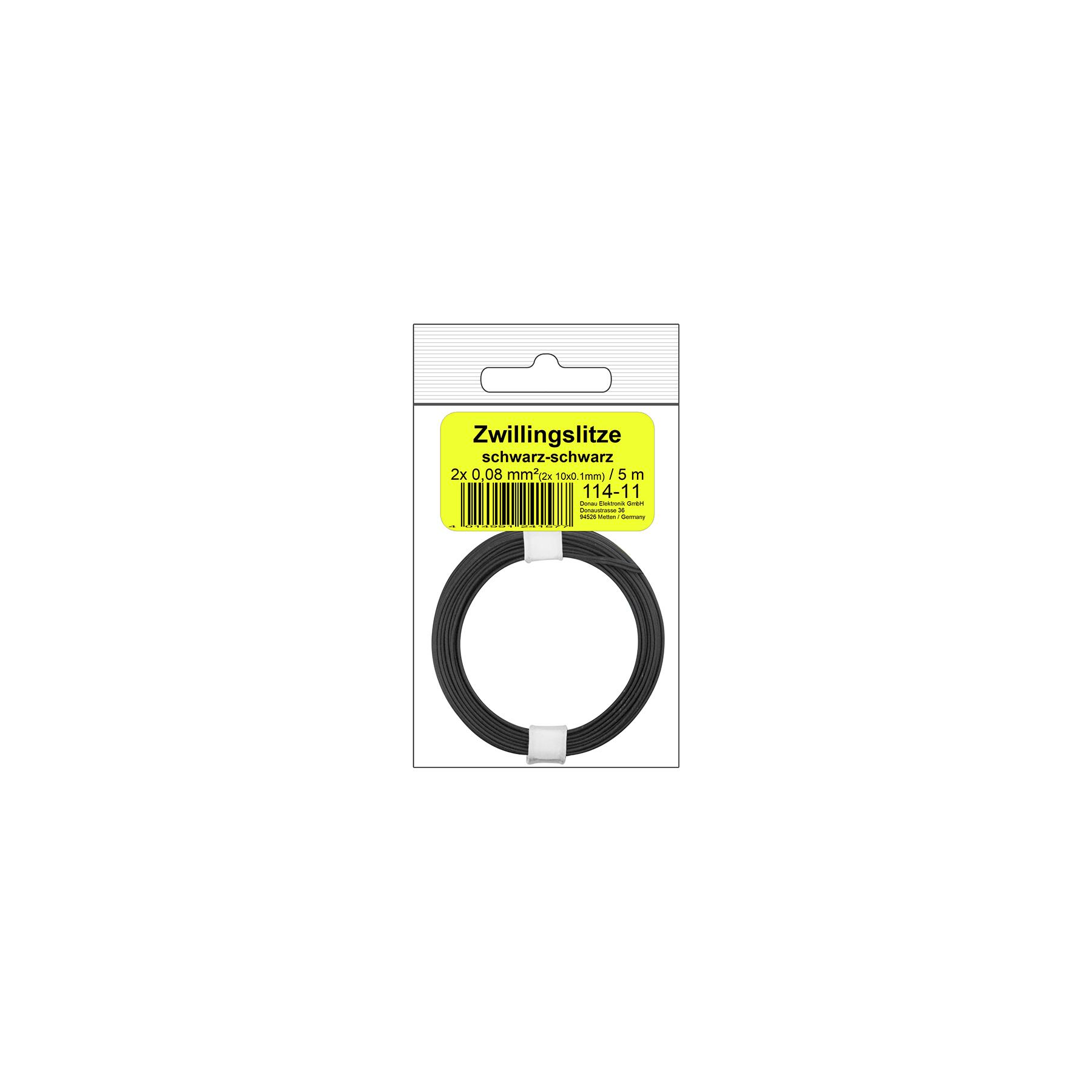 114-11SB - Zwillingslitze 0,08 mm² / 5 m schwarz-schwarz in SB