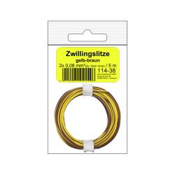 114-38SB - Zwillingslitze 0,08 mm² / 5 m gelb-braun...
