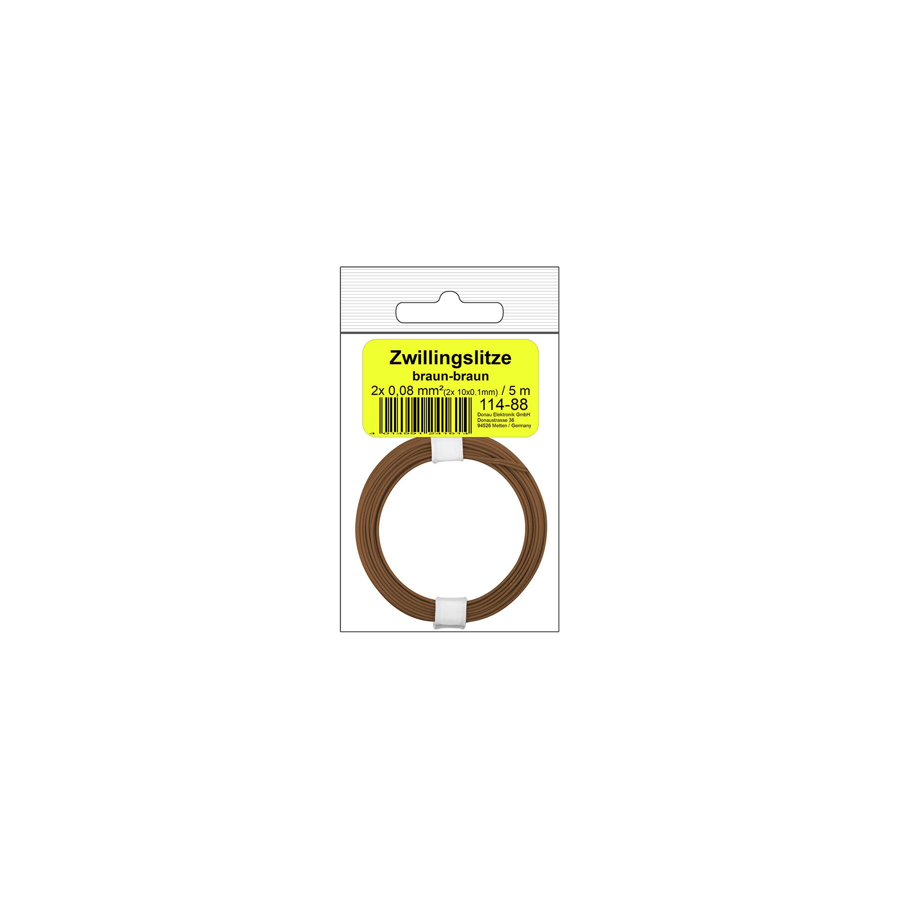 114-88SB - Zwillingslitze 0,08 mm² / 5 m braun-braun in SB
