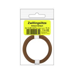 114-88SB - Zwillingslitze 0,08 mm² / 5 m braun-braun...