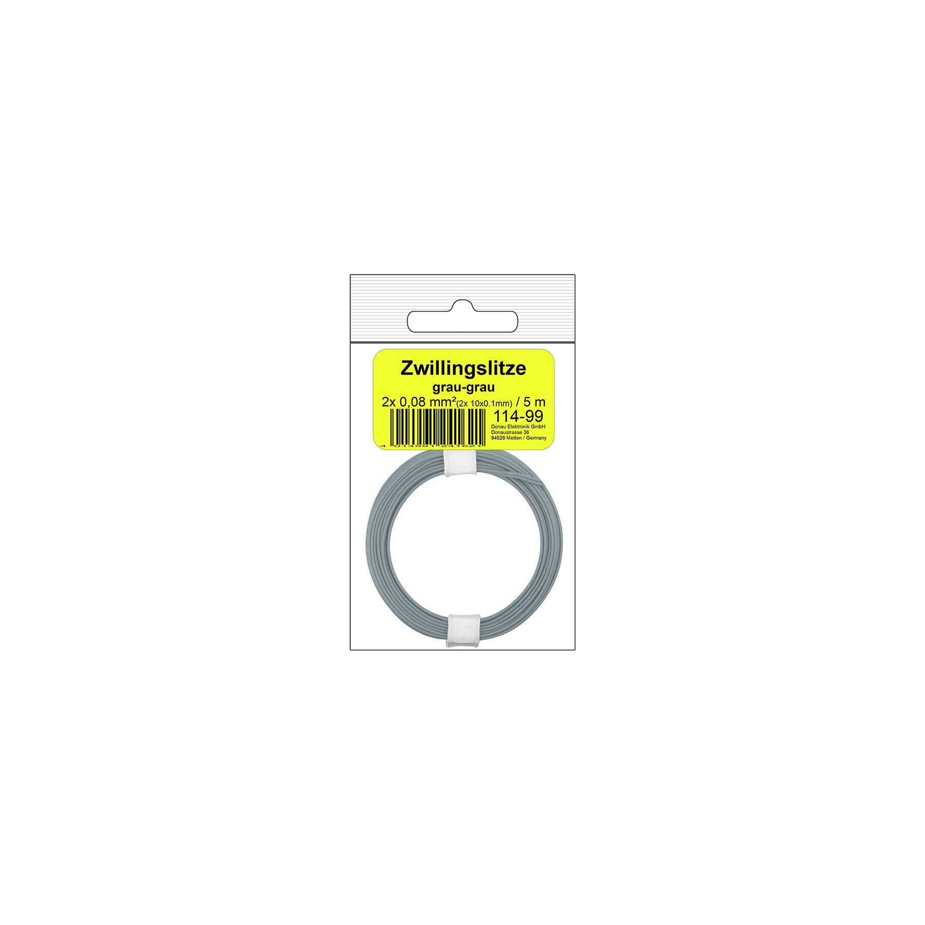 114-99SB - Zwillingslitze 0,08 mm² / 5 m grau-grau in SB