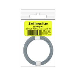 114-99SB - Zwillingslitze 0,08 mm² / 5 m grau-grau...