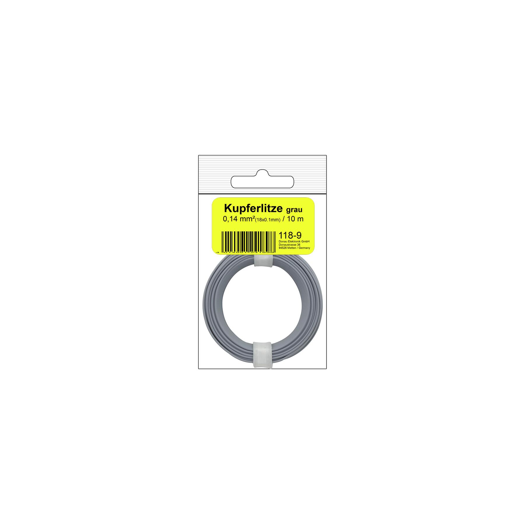 118-9SB - Kupferschalt Litze 0,14 mm² / 10 m / grau in SB Beutel