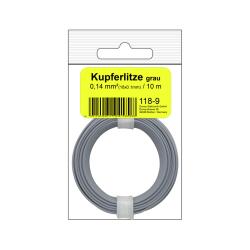 118-9SB - Kupferschalt Litze 0,14 mm² / 10 m / grau...