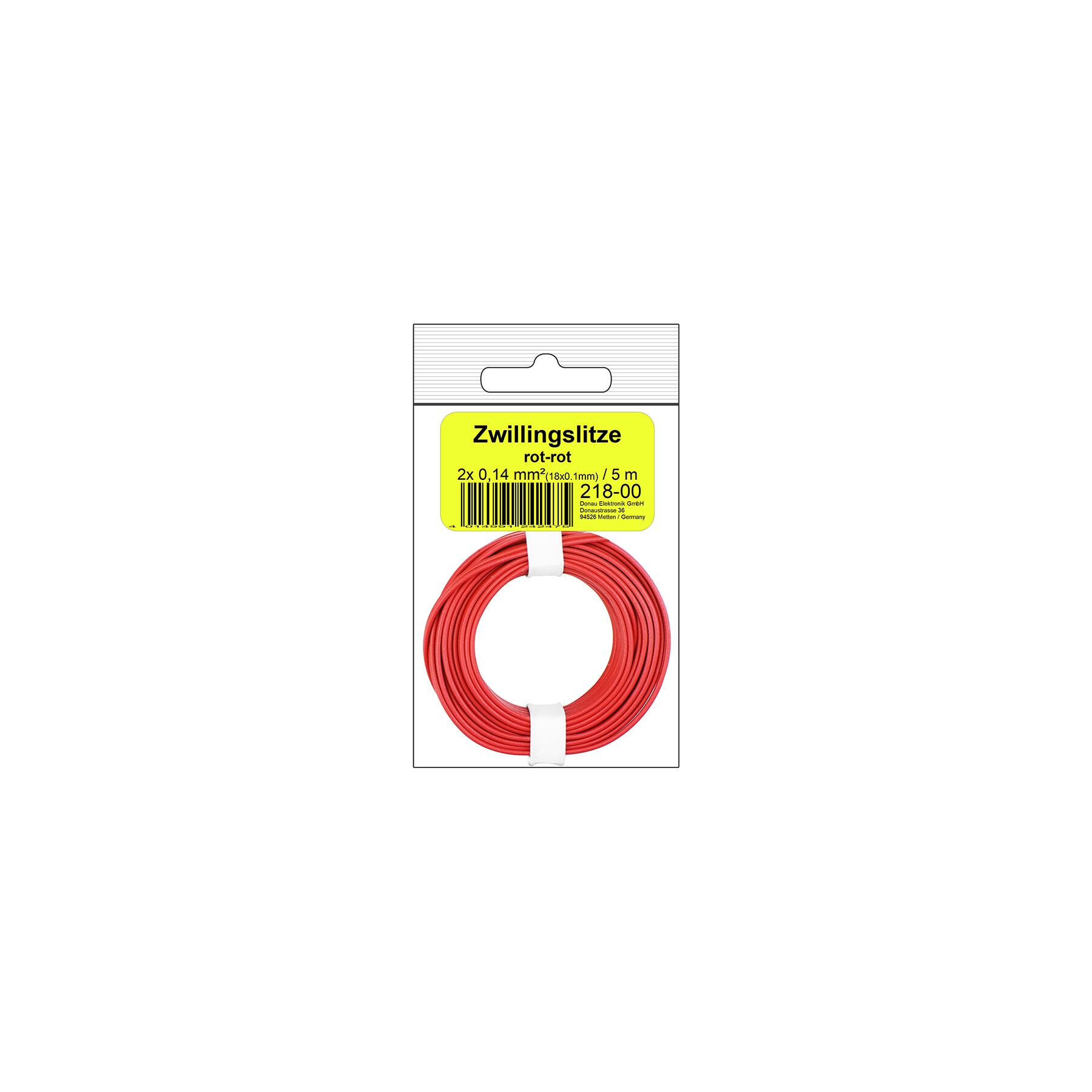 218-00SB - Zwillingslitze 0,14 mm² / 5 m rot-rot in SB
