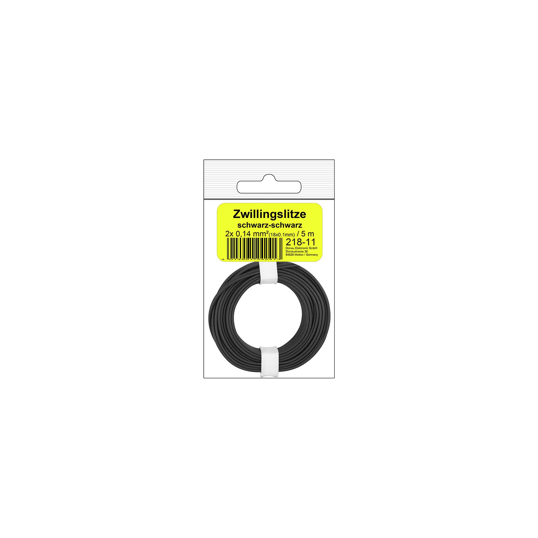 218-11SB - Zwillingslitze 0,14 mm² / 5 m schwarz-schwarz in SB