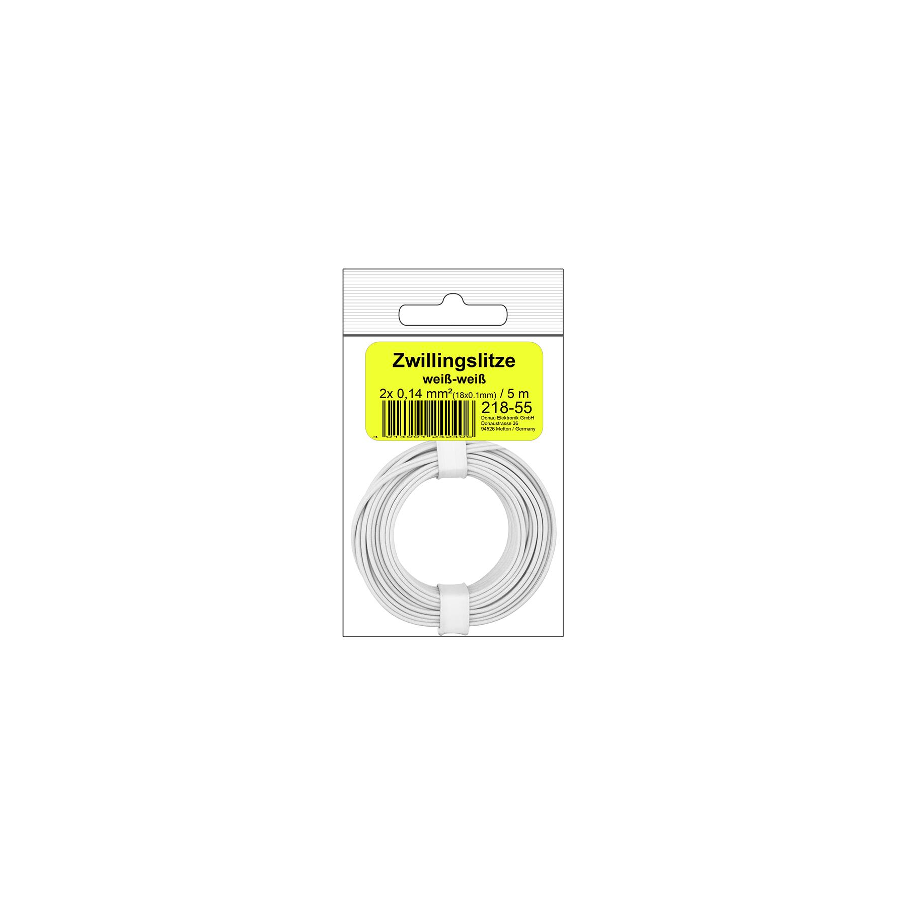 218-55SB - Zwillingslitze 0,14 mm² / 5 m weiß-weiß in SB