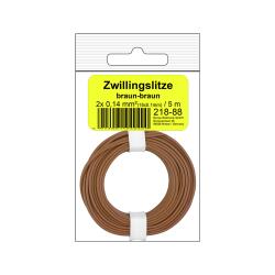 218-88SB - Zwillingslitze 0,14 mm² / 5 m braun-braun...