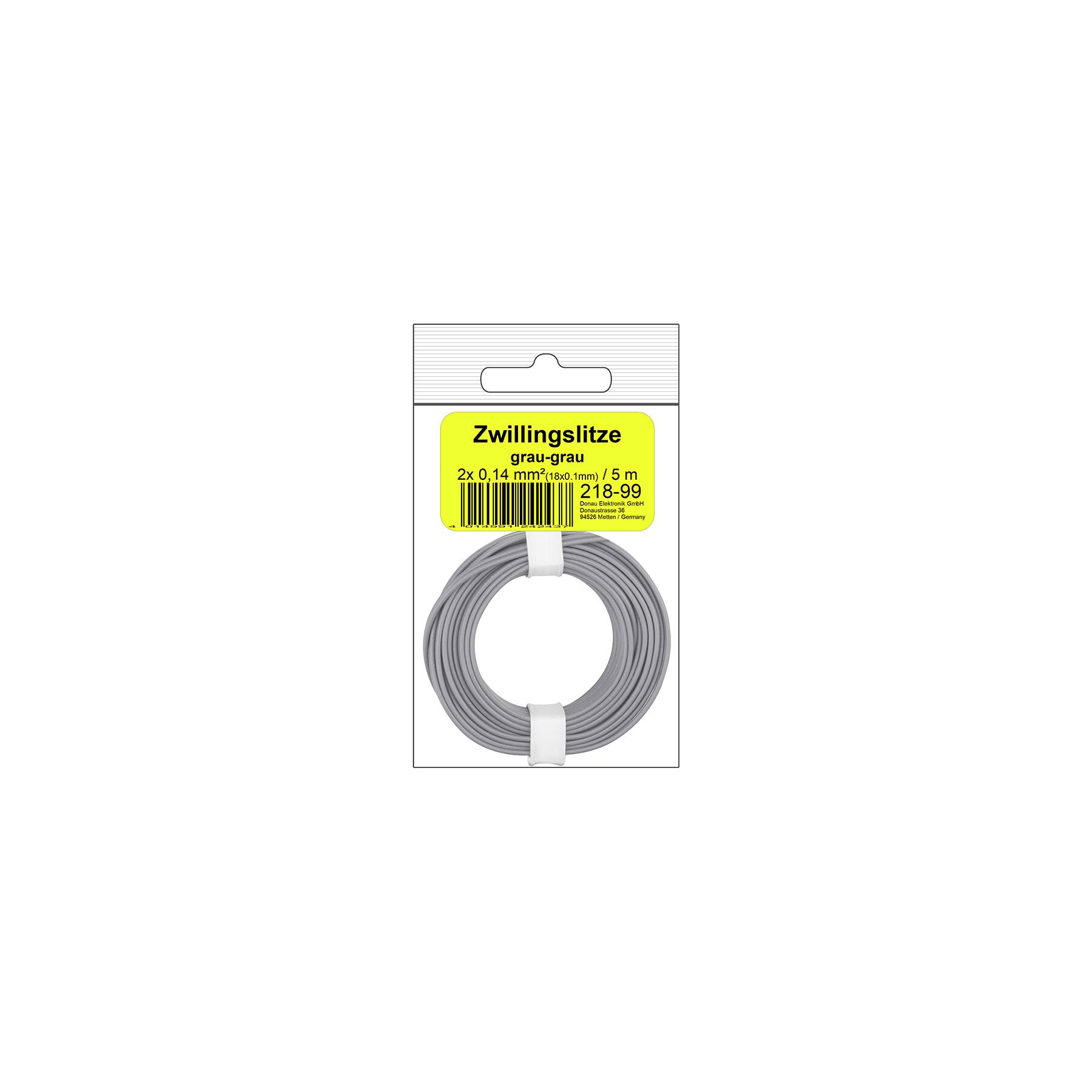 218-99SB - Zwillingslitze 0,14 mm² / 5 m grau-grau in SB