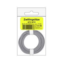 218-99SB - Zwillingslitze 0,14 mm² / 5 m grau-grau...