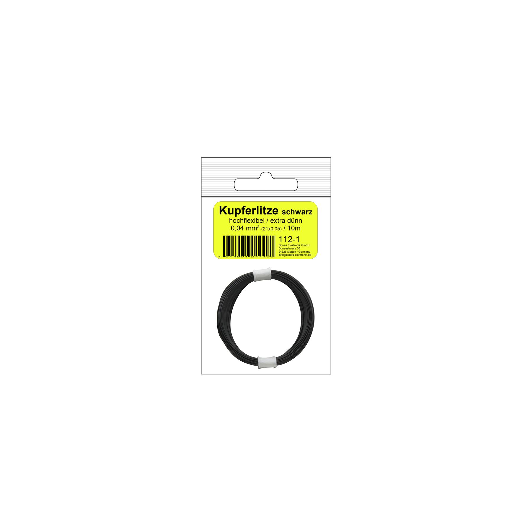 112-1SB - Kupferschalt Litze hochflexibel 0,04 mm² / 10 m schwarz - in SB Beutel