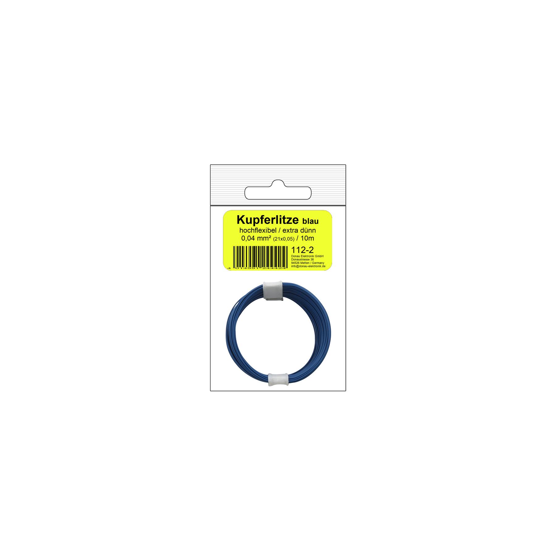 112-2SB - Kupferschalt Litze hochflexibel 0,04 mm² / 10 m blau - in SB Beutel