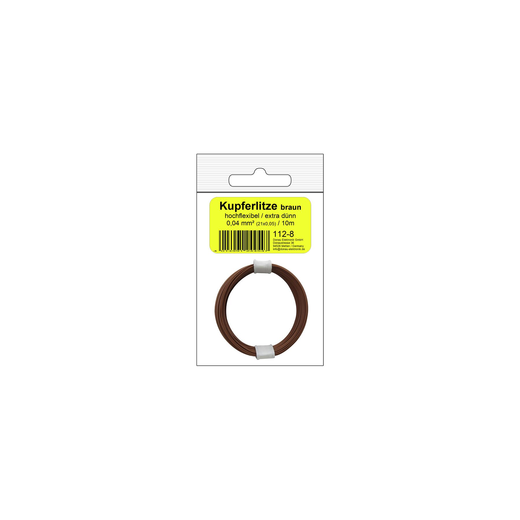112-8SB - Kupferschalt Litze hochflexibel 0,04 mm² / 10 m braun - in SB Beutel