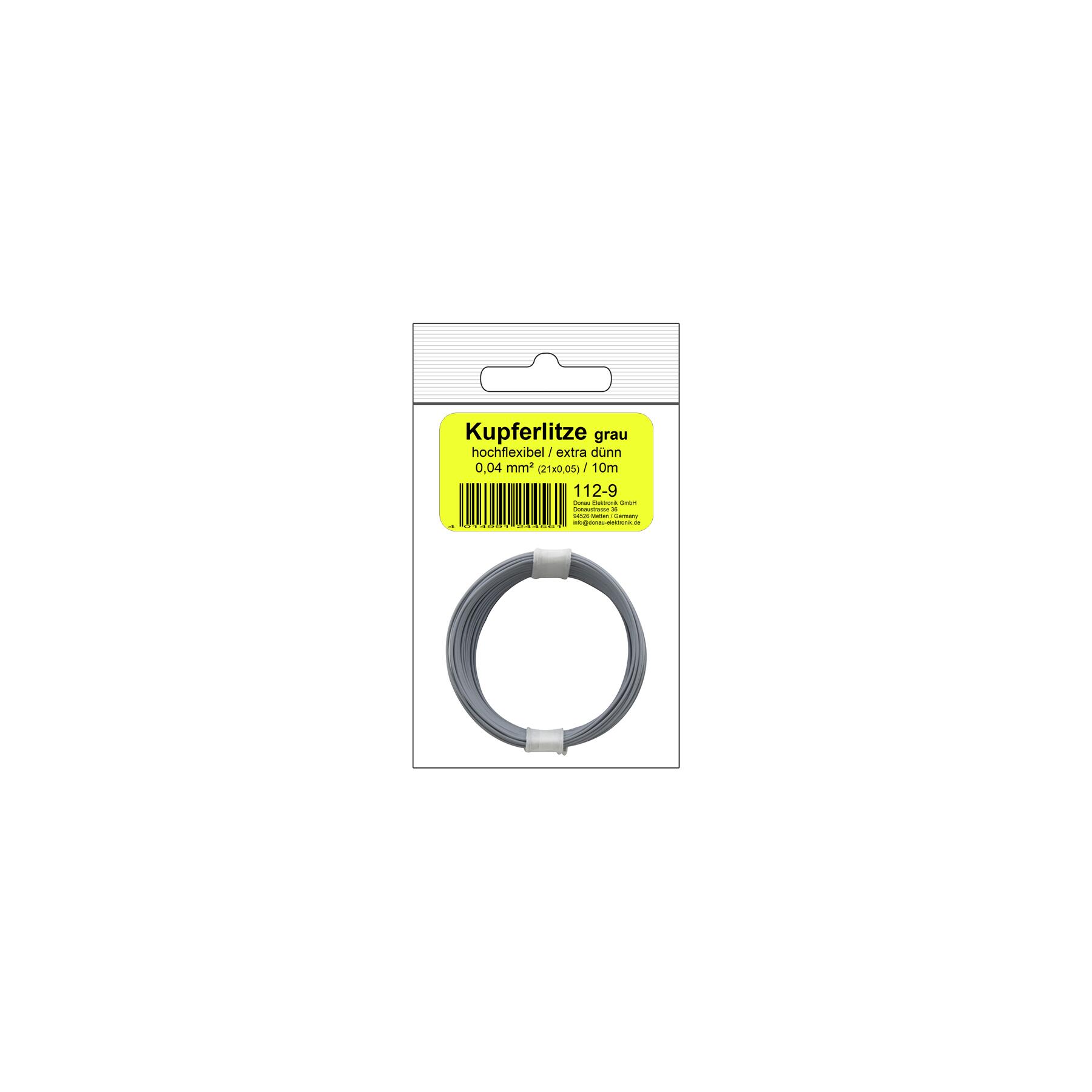 112-9SB - Kupferschalt Litze hochflexibel 0,04 mm² / 10 m grau - in SB Beutel