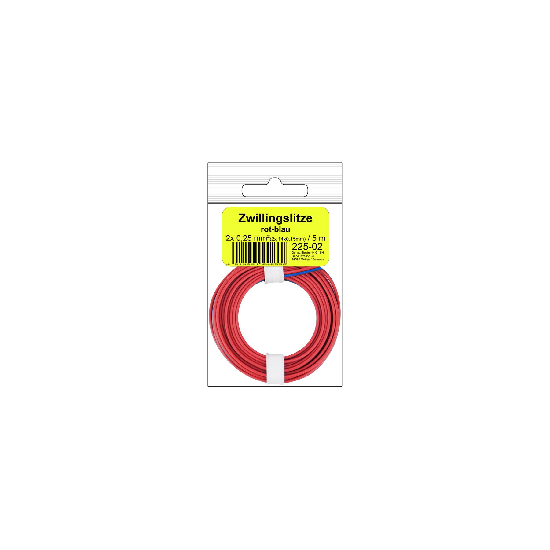225-02SB - Zwillingslitze 0,25 mm² / 5 m rot-blau in SB