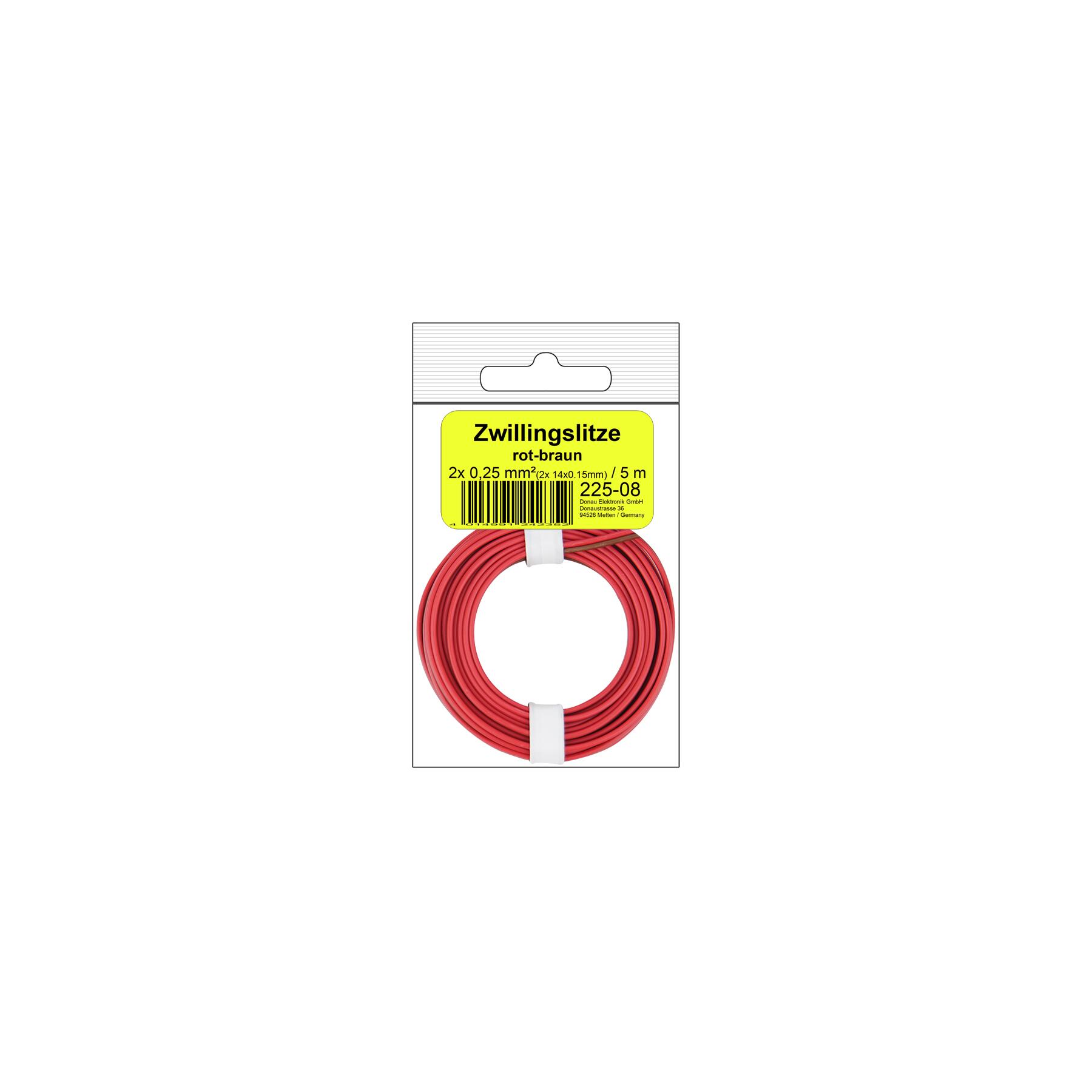 225-08SB - Zwillingslitze 0,25 mm² / 5 m rot-braun in SB