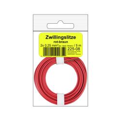 225-08SB - Zwillingslitze 0,25 mm² / 5 m rot-braun...