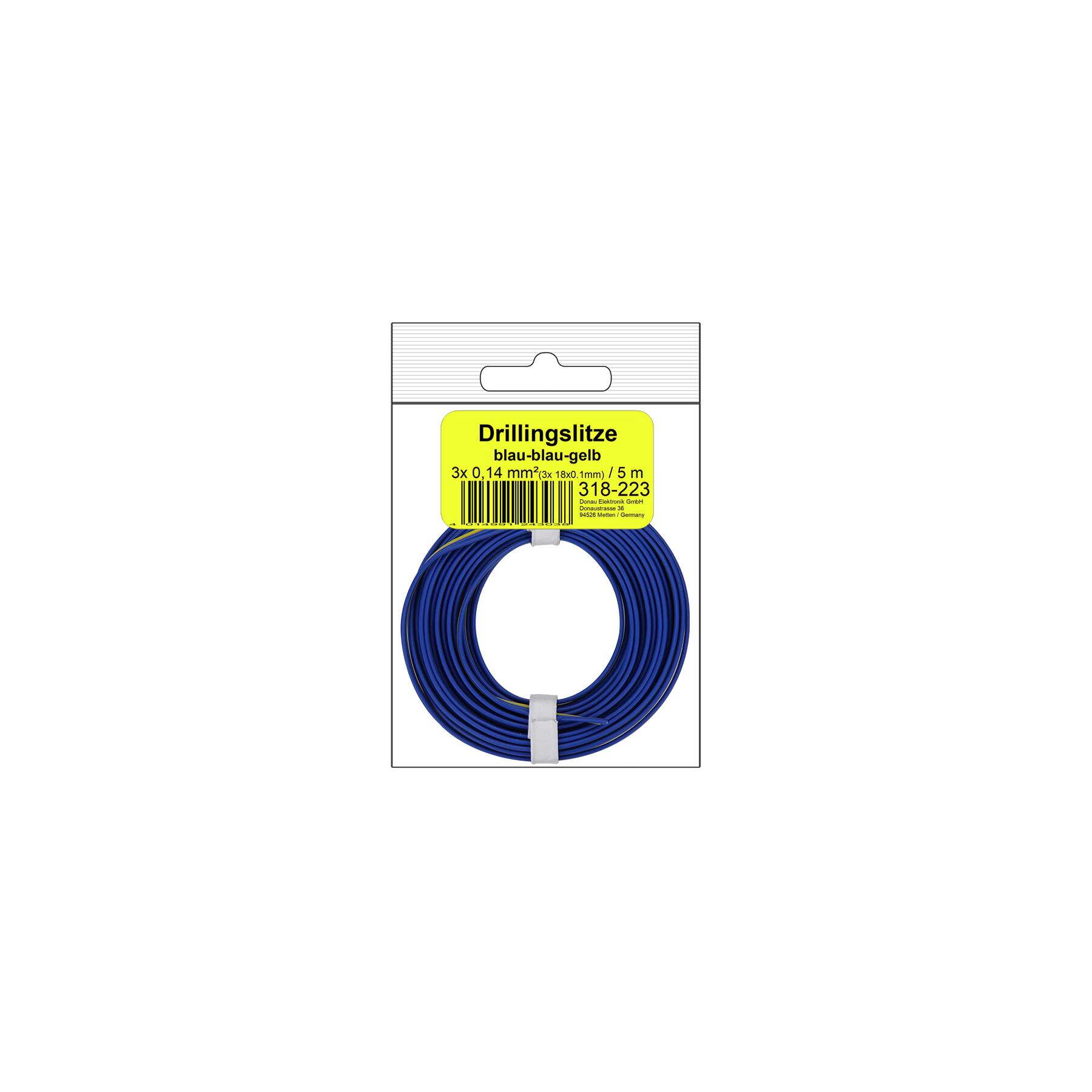 318-223SB - Drillingslitze 0,14 mm² / 5 m blau-blau-gelb in SB Beutel