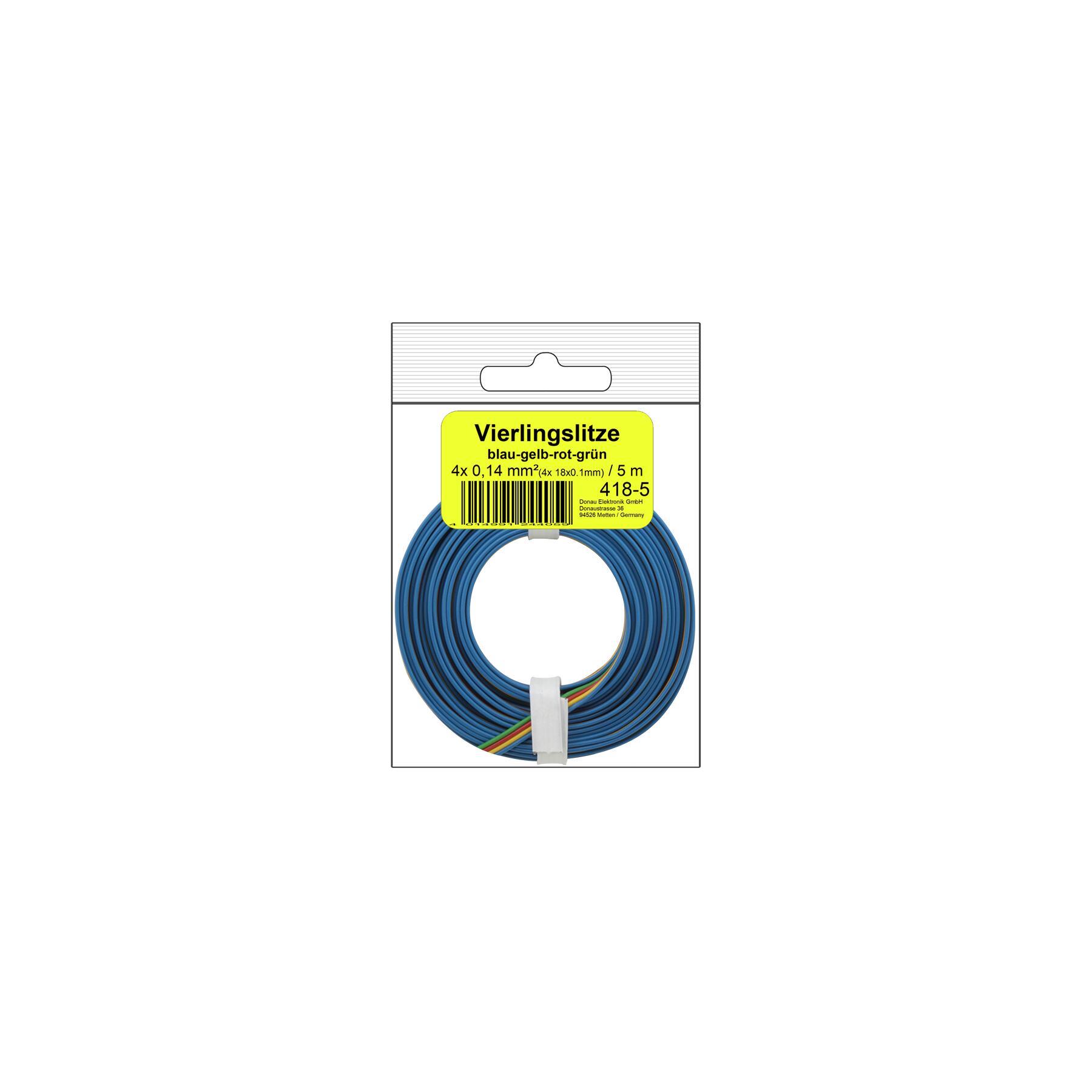 418-5SB - Vierlingslitze 0,14 mm² / 5 m blau-gelb-rot-grün in SB Beutel