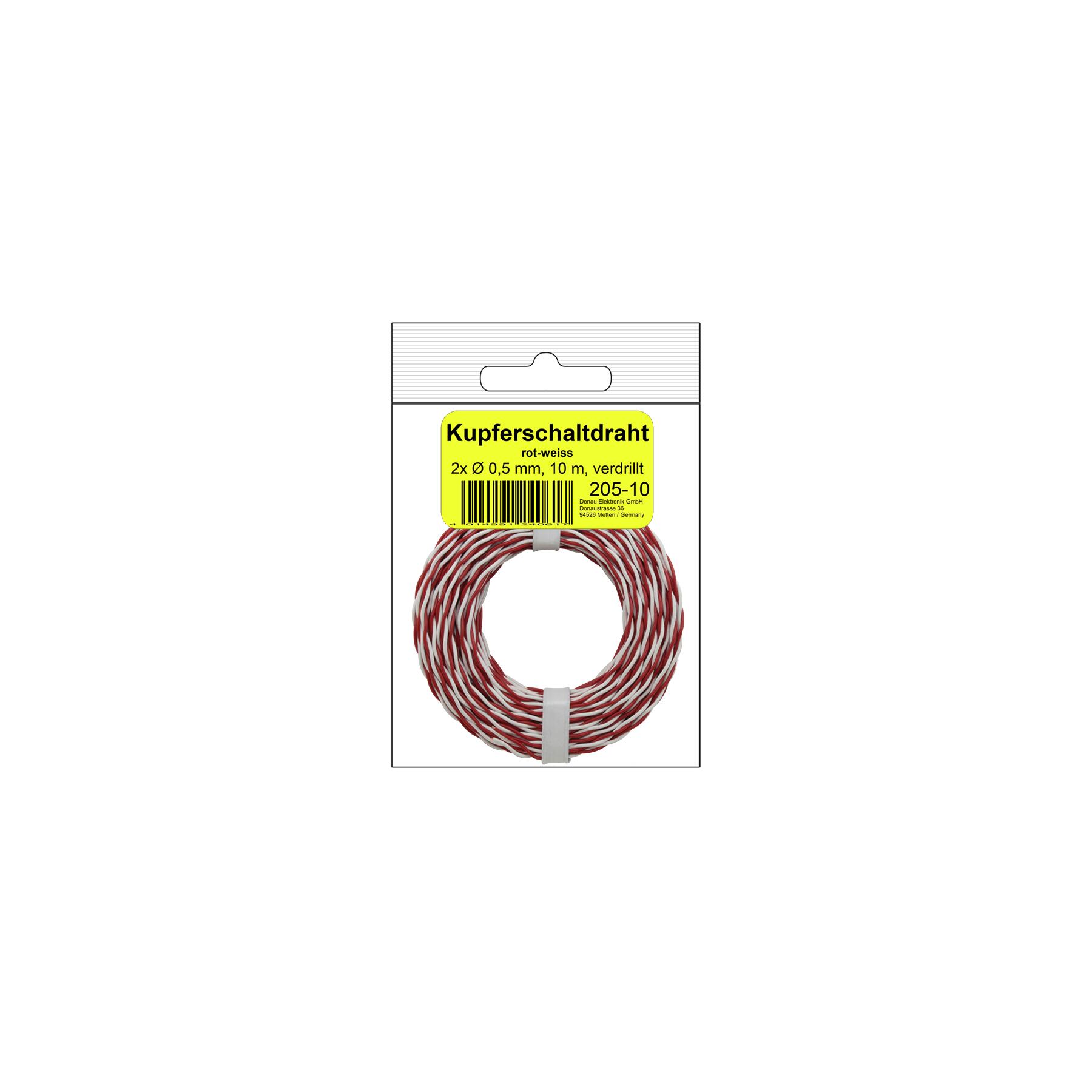 205-10SB - Kupferschalt Draht 0,5 mm / 10m rot-weiss in SB
