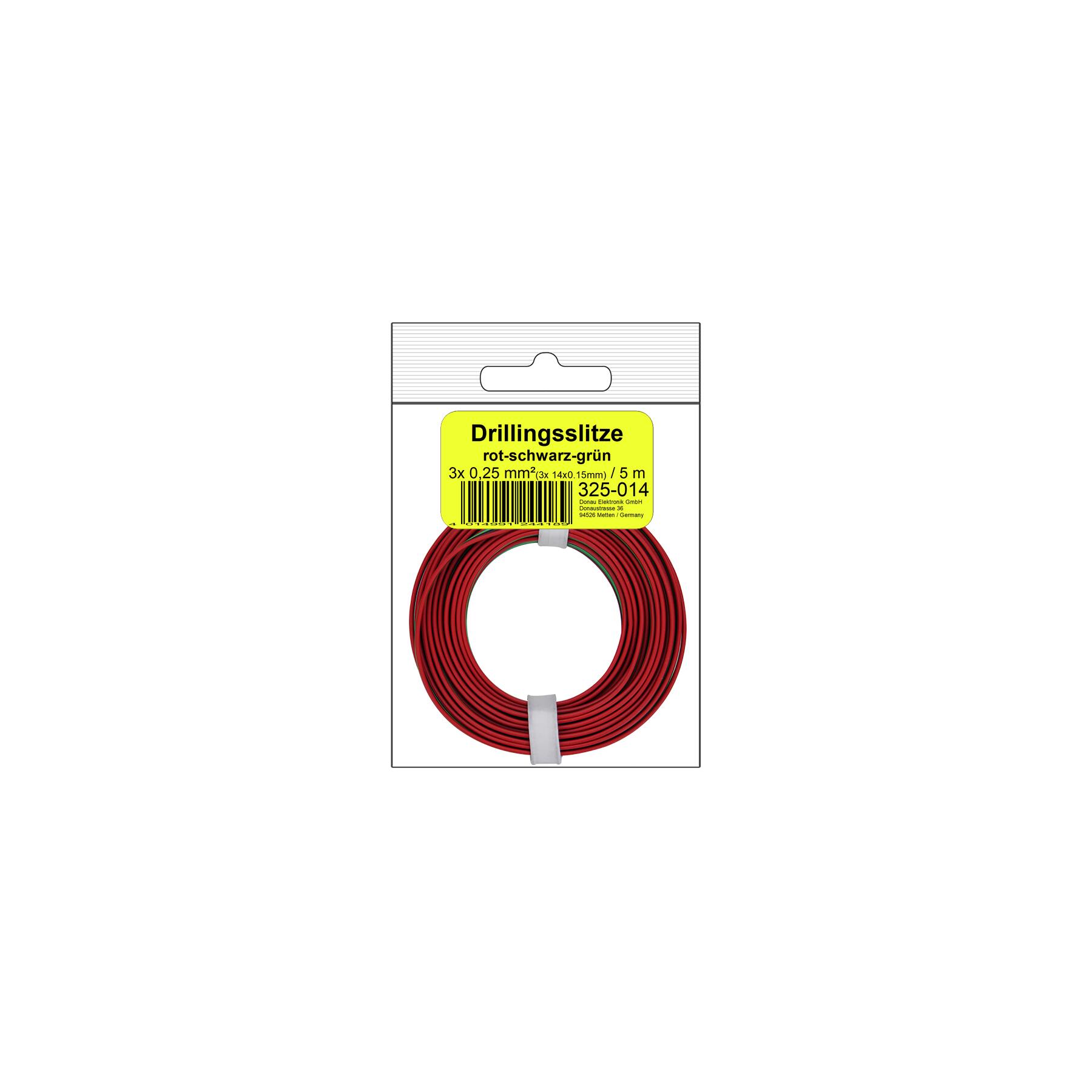 325-014SB - Drillingslitze 0,25 mm² / 5 m rot-schwarz-grün in SB Beutel