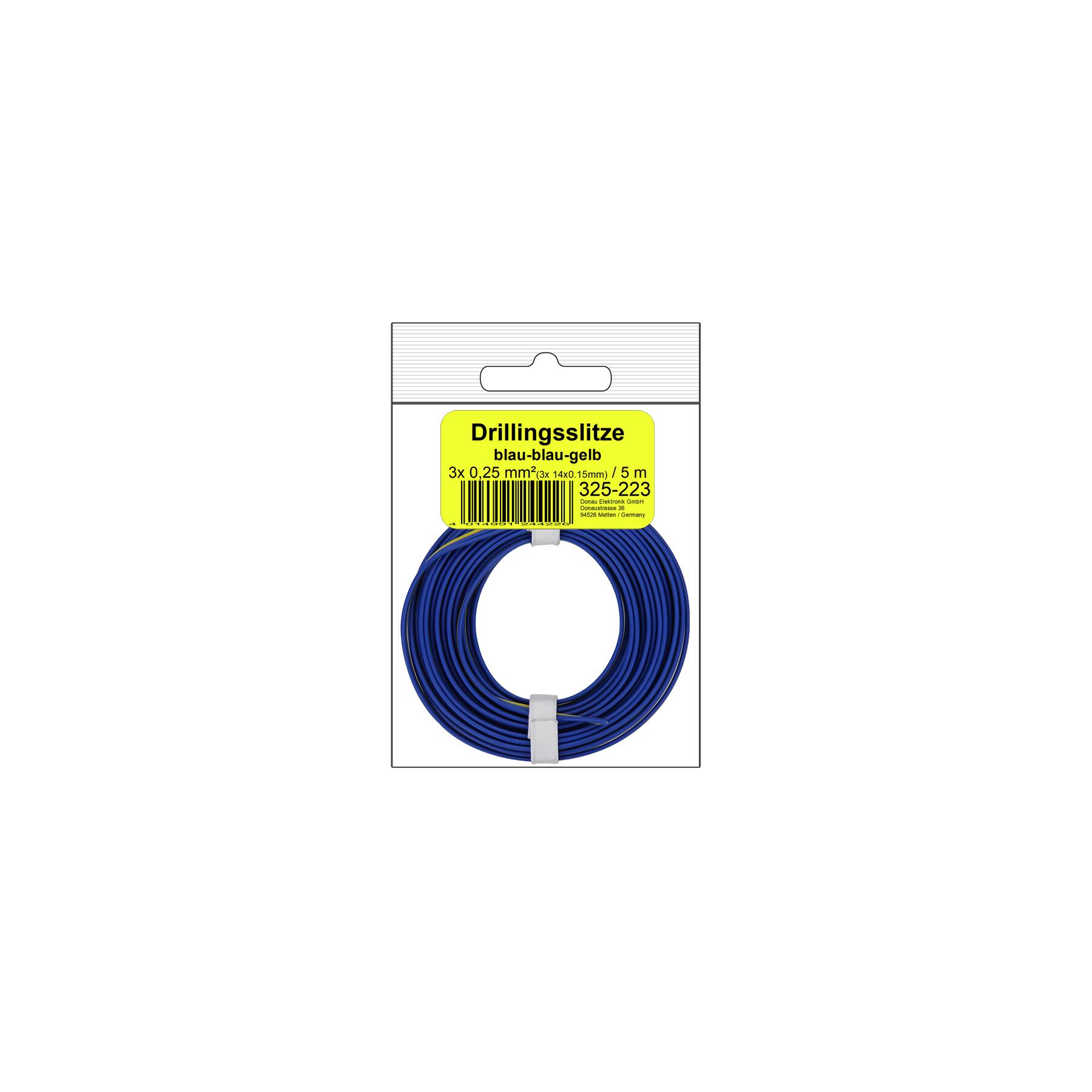 325-223SB - Drillingslitze 0,25 mm² / 5 m blau-blau-gelb in SB Beutel