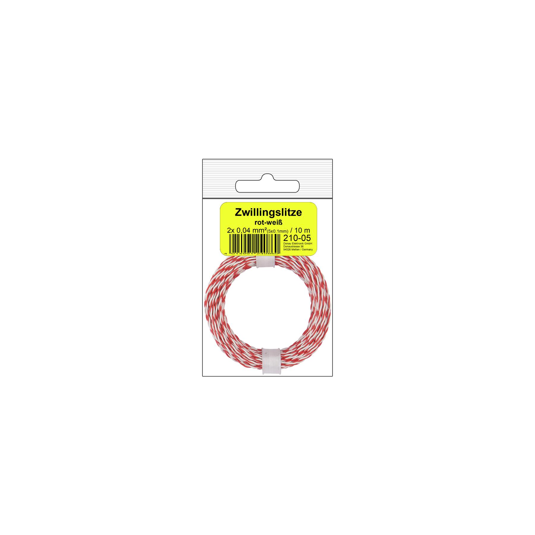 210-05SB - Zwillingslitze 0,04 mm² / 10 m rot-weiß in SB