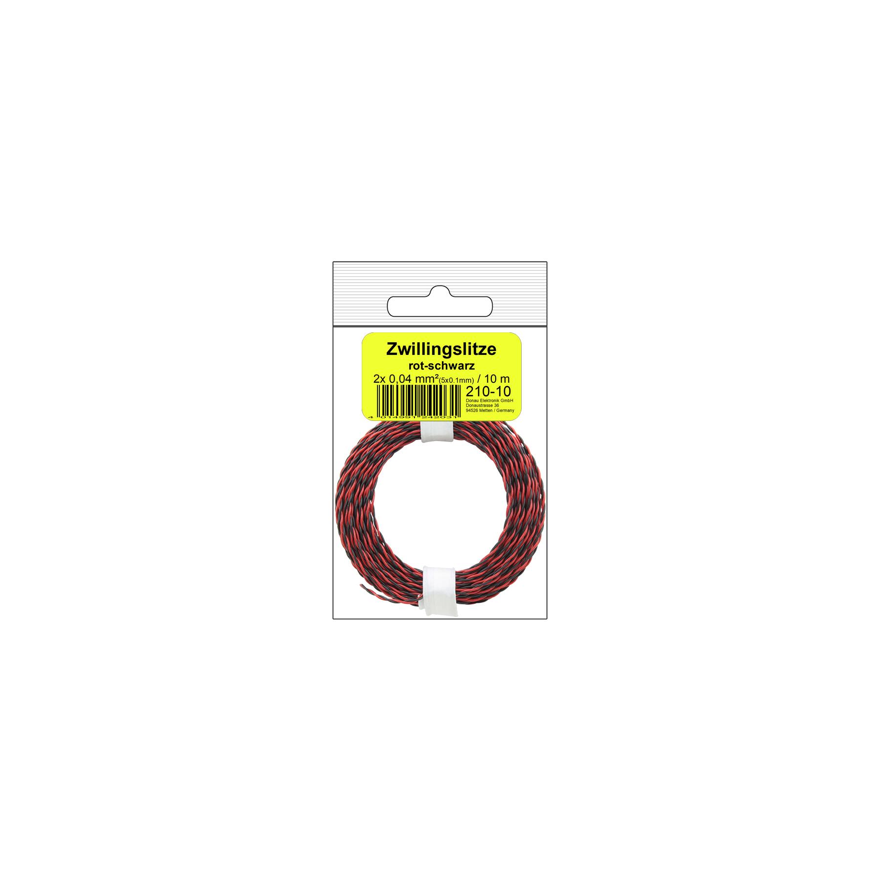 210-10SB - Zwillingslitze 0,04 mm² / 10 m rot-schwarz in SB