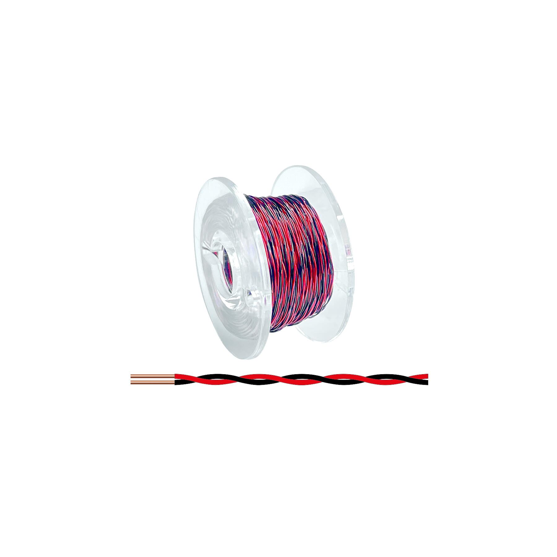LD152-01 - Kupfer Lackdraht Ø 0,15 mm 10m rot/schwarz verdrillt
