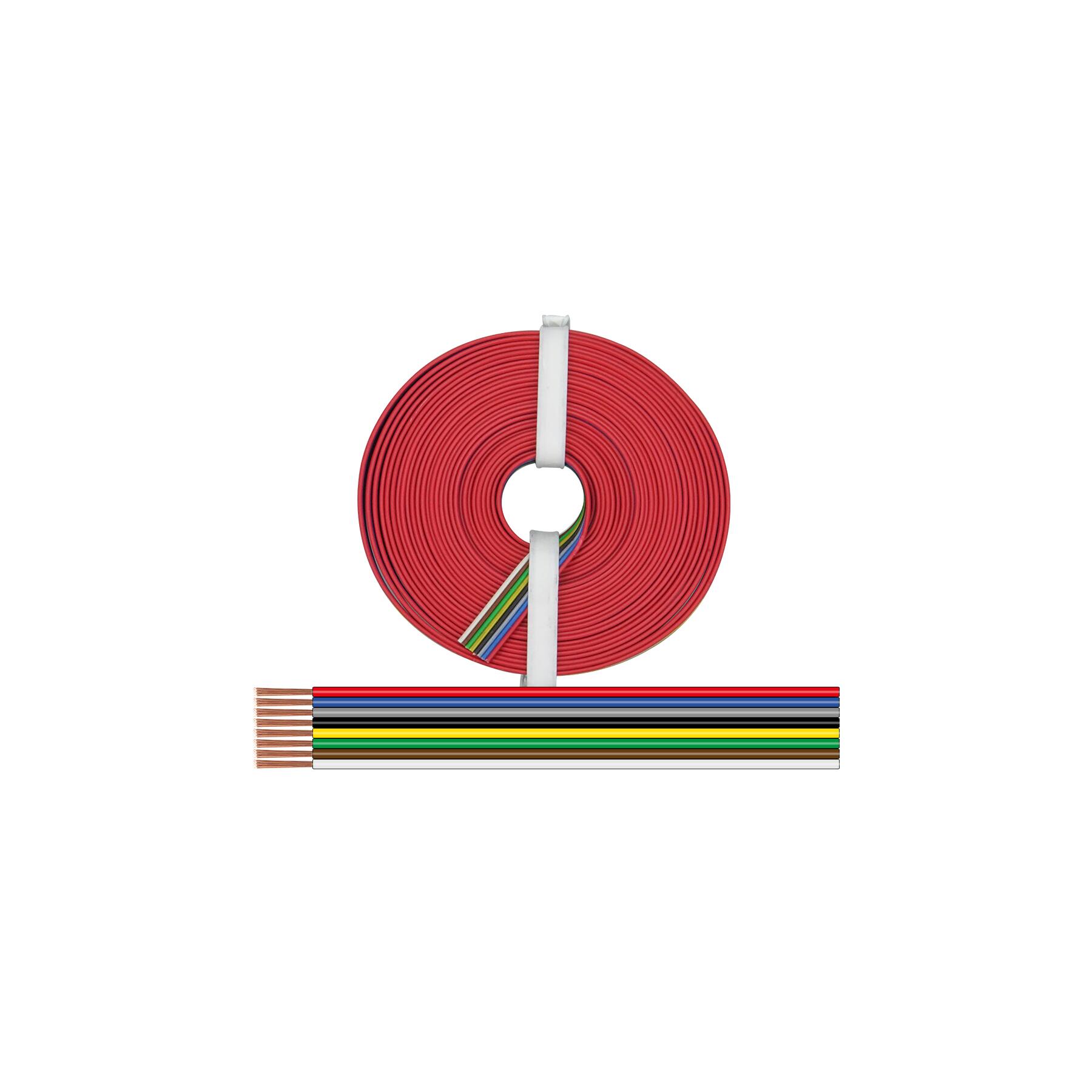 225-885-10 - 8-Fach Litze 0,25 mm² / 10 m rot-blau-grau-schwarz-gelb-grün-braun-weiß