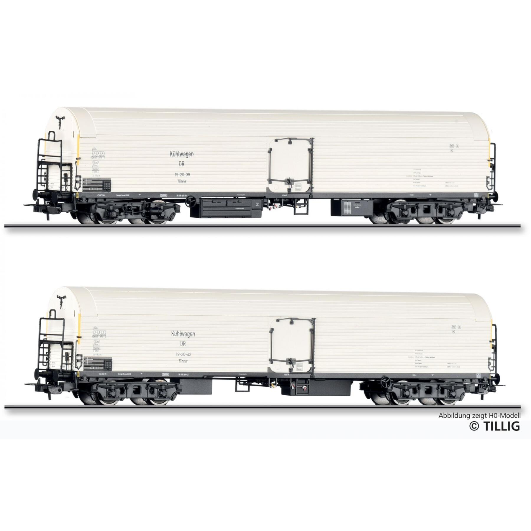 Tillig 01145 TT Güterwagenset der DR, bestehend aus zwei Eiskühlwagen Tthevr, Ep. III "FORMNEUHEIT"