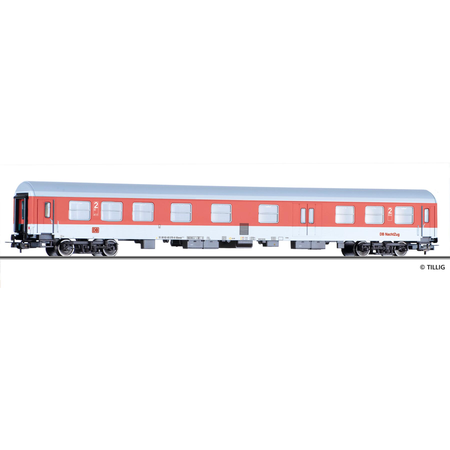Tillig 75020 H0 Reisezugwagen 2. Klasse mit Gepäckabteil BDomsb 274.1 der DB NachtZug, Ep. V