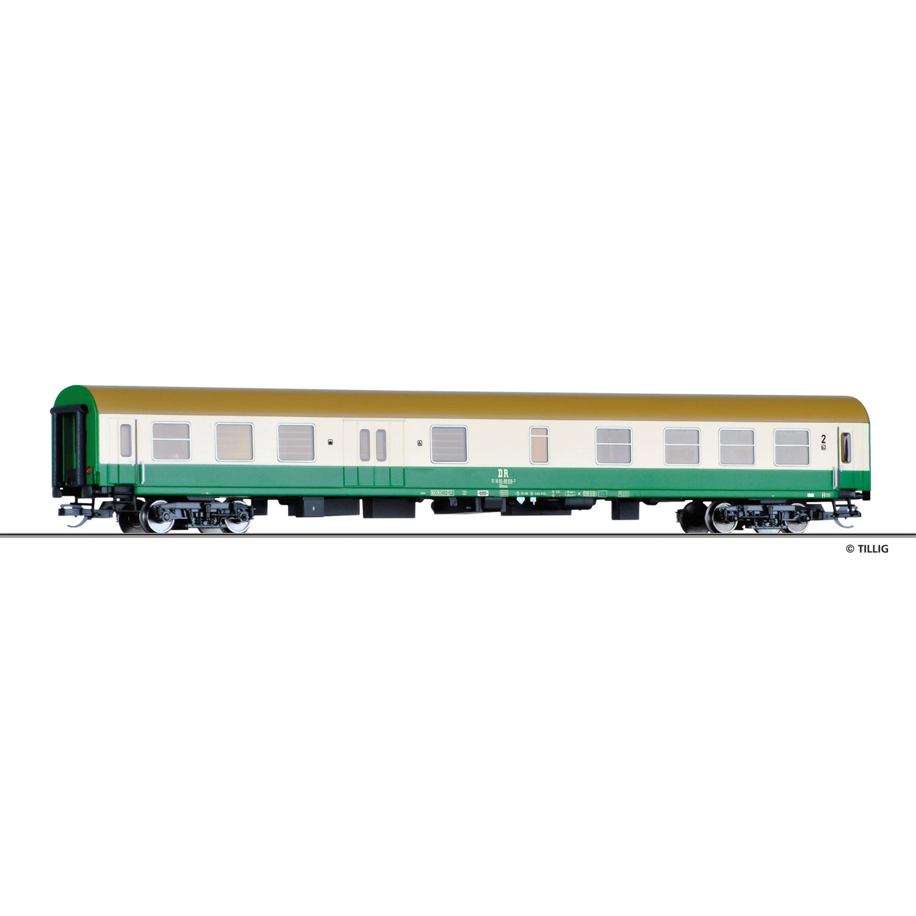 Tillig 502452 TT Reisezugwagen 2. Klasse mit Gepäckabteil BDmse der DR, Ep. IV