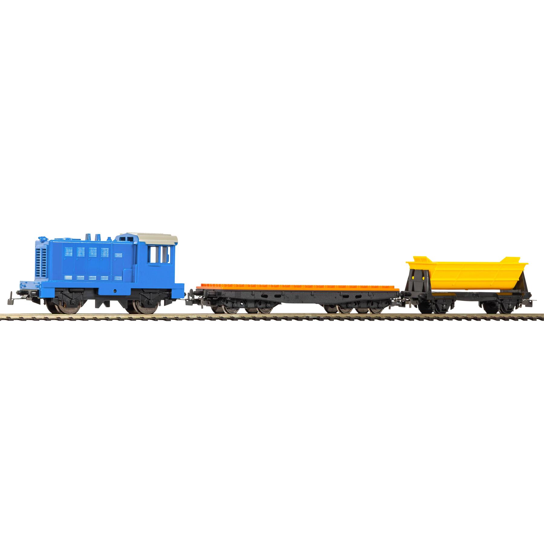 Piko 57098 H0 Start-Set Bauzug mit Diesellok, Klemmbausteinwagen und Selbstentladewagen