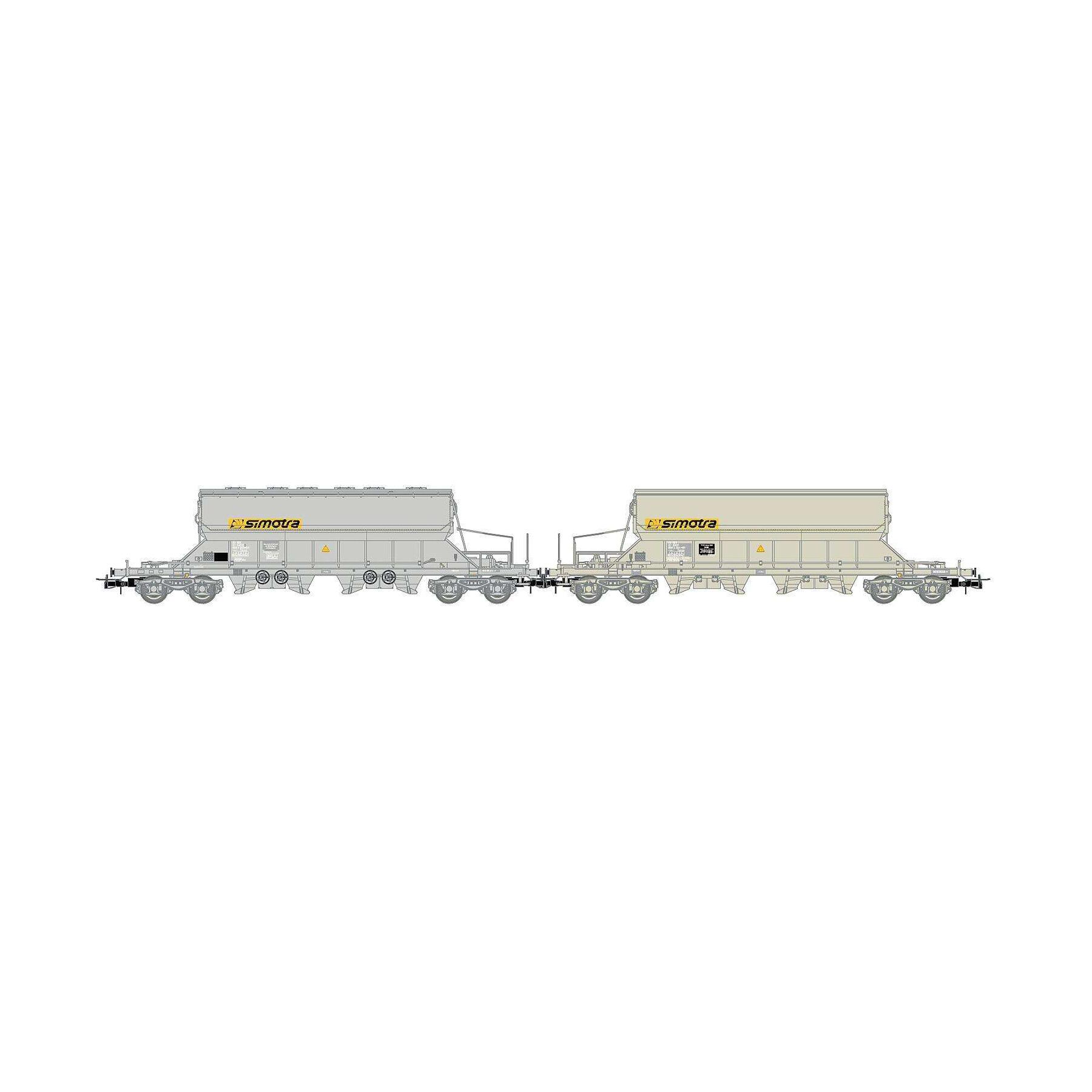 Jouef HJ6229 H0 Set vierachsige Schwenkdachwagen Taoos, Grau, Simotra VTG France