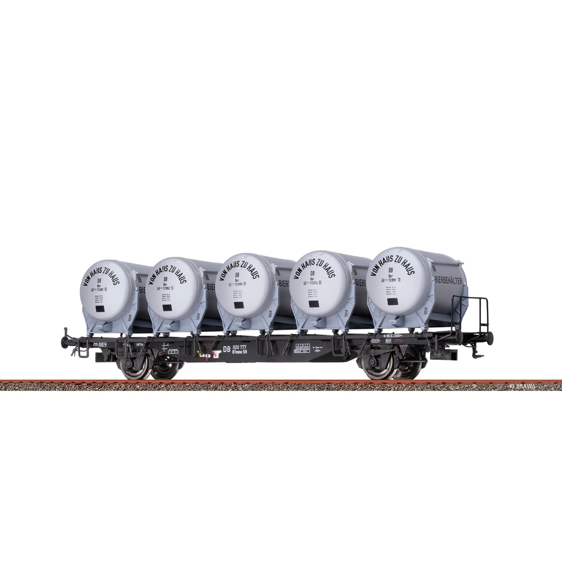 Brawa 49136 H0 Behältertragwagen BTmms58 DB, mit Dikr 602 "Von Haus zu Haus"