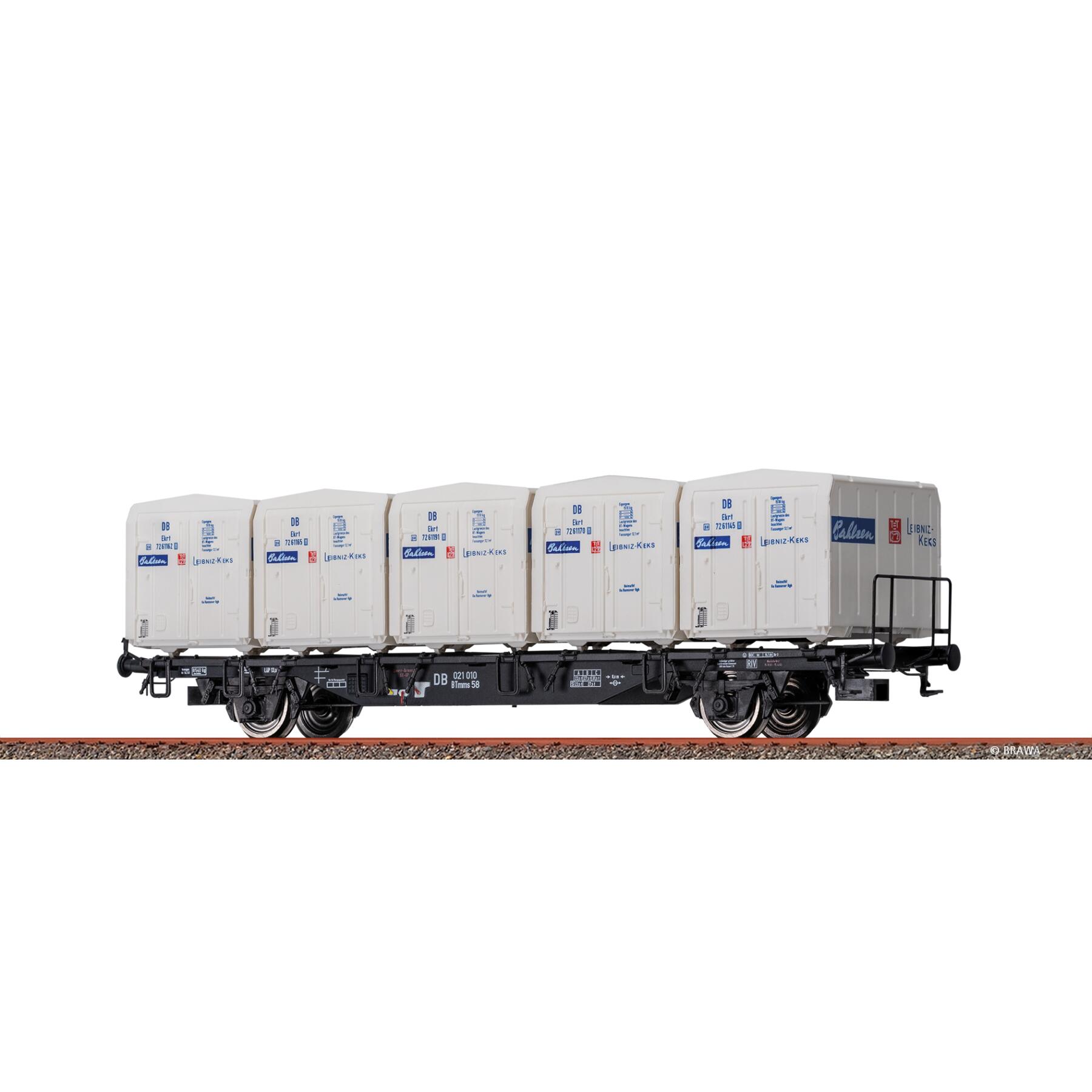 Brawa 49137 H0 Behältertragwagen BTmms58 DB, mit Ekrt 212 "Bahlsen"