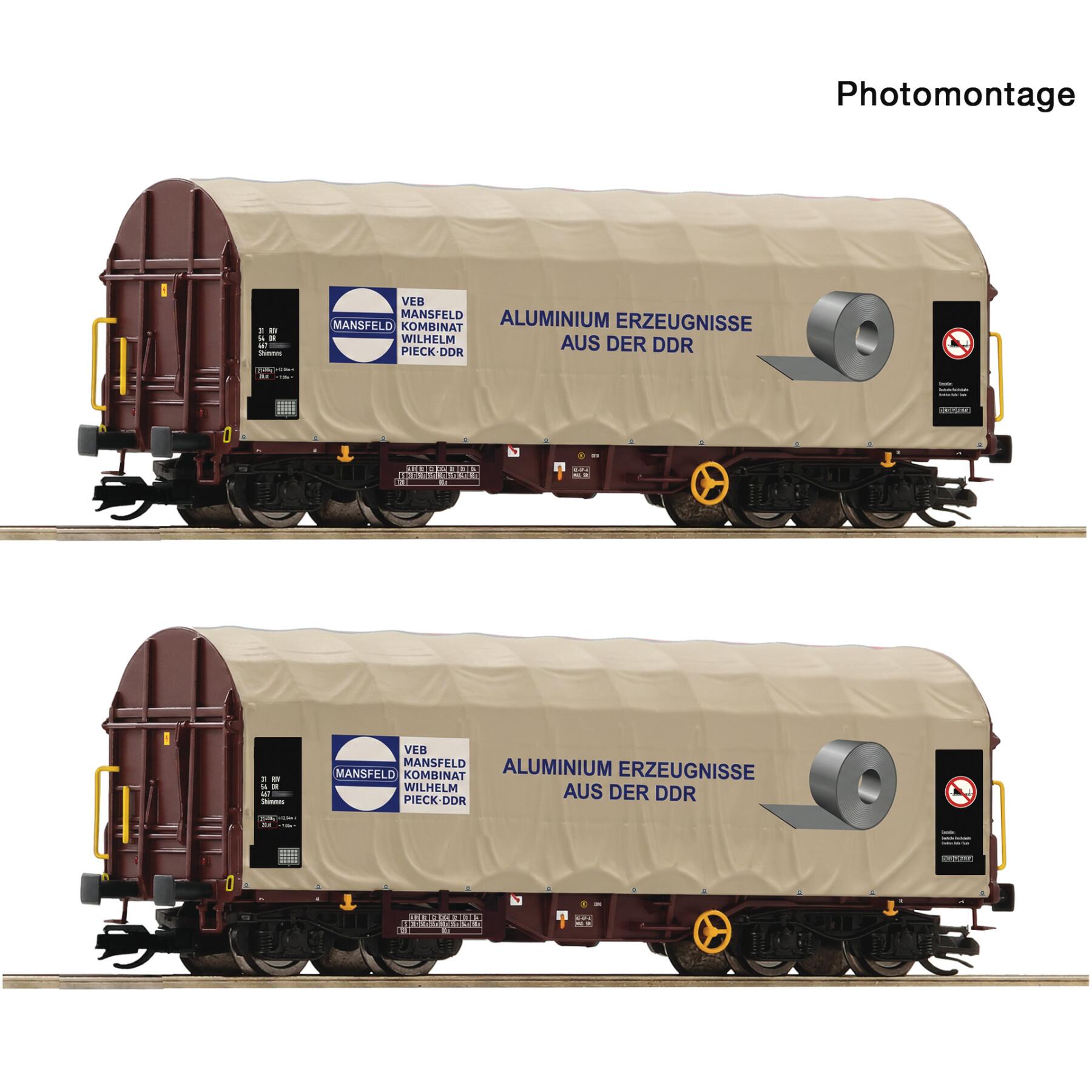 Roco 6680057 TT 2-teiliger Set: Schiebeplanenwagen, DR