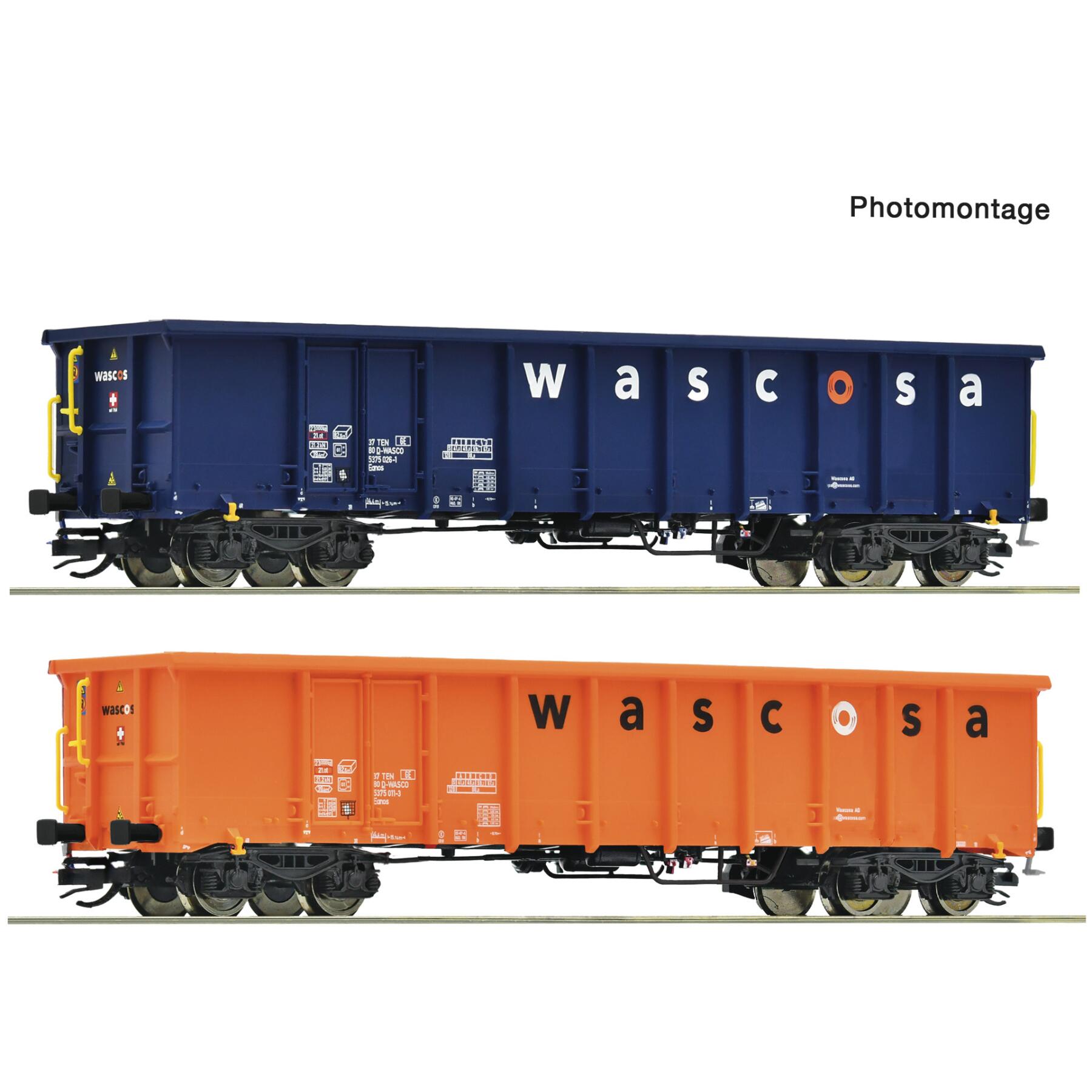 Roco 6680055 TT 2-teiliger Set: Offene Güterwagen, Wascosa