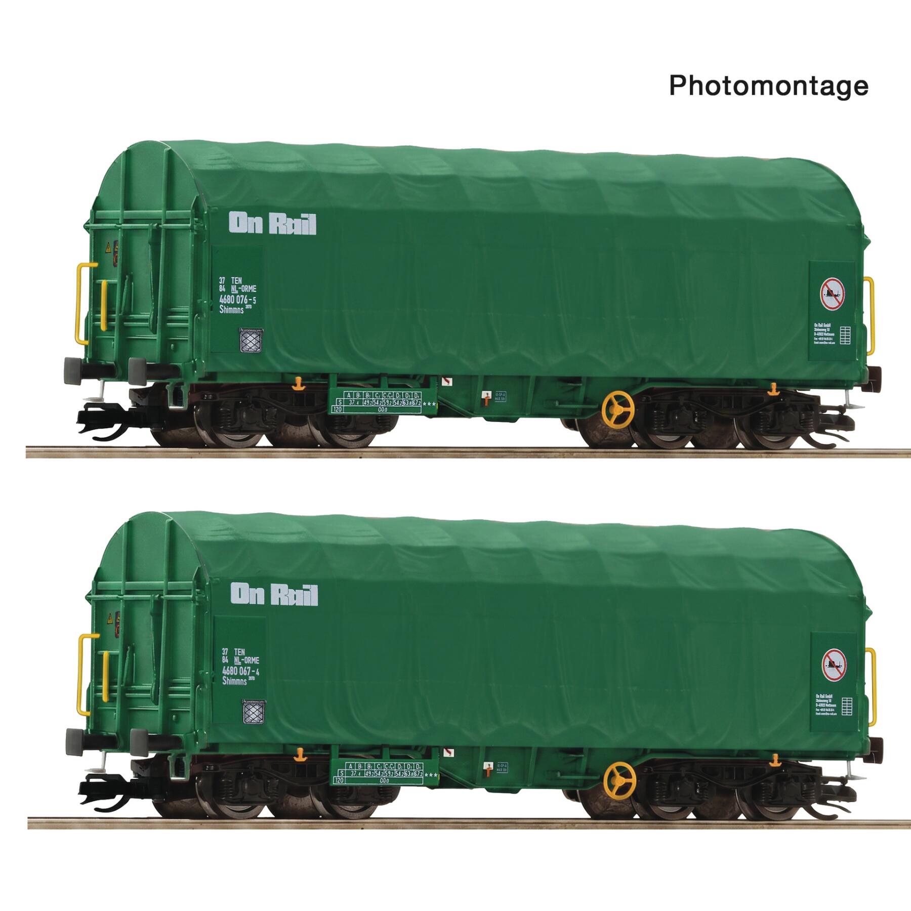 Roco 6680056 TT 2-teiliger Set: Schiebeplanenwagen, On Rail