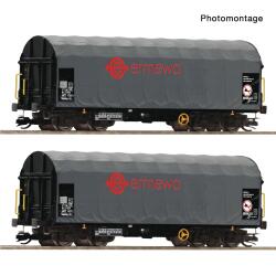 Roco 6680058 TT 2-teiliger Set: Schiebeplanenwagen, Ermewa