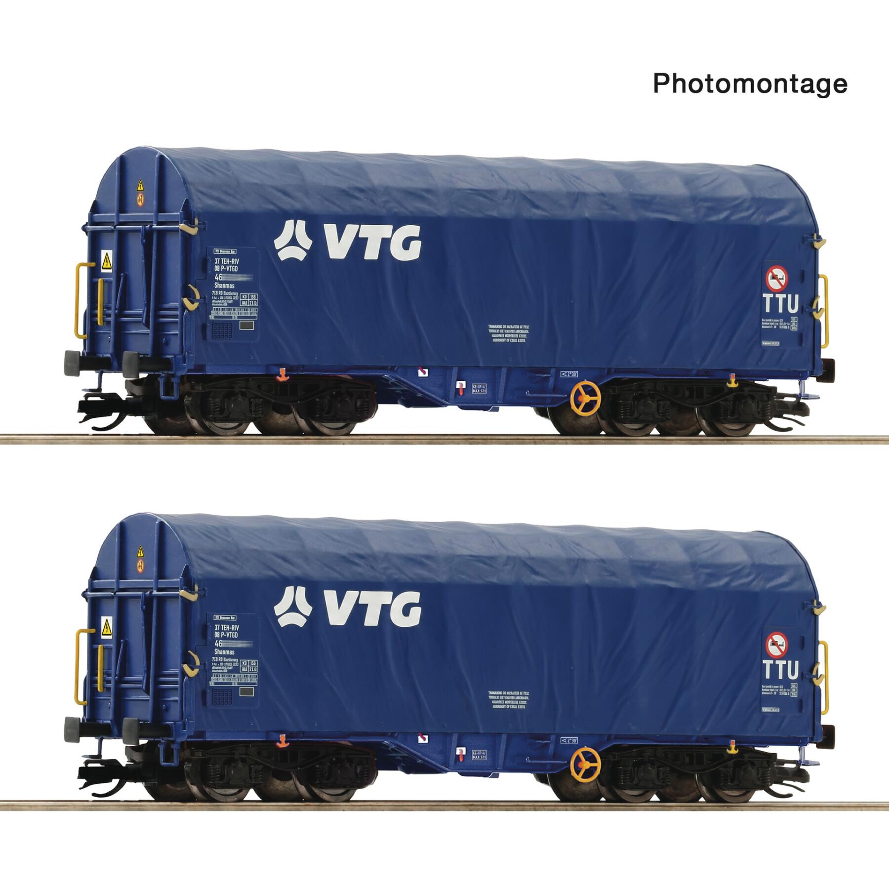 Roco 6680060 TT 2-teiliger Set: Schiebeplanenwagen, VTG