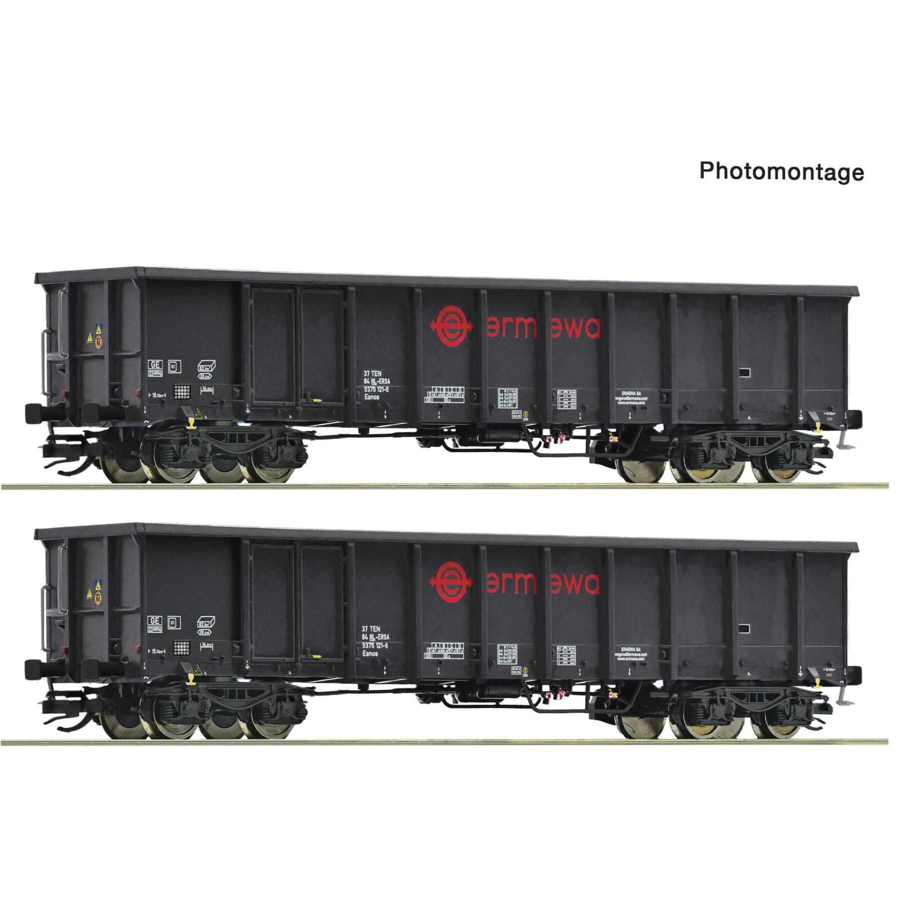 Roco 6680053 TT 2-teiliger Set: Offene Güterwagen, Ermewa