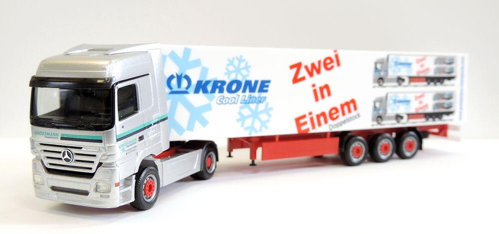 Herpa 149709 Mercedes-Benz Actros LH 02 K?hlkoffer-Sattelzug "Grossmann / Krone"