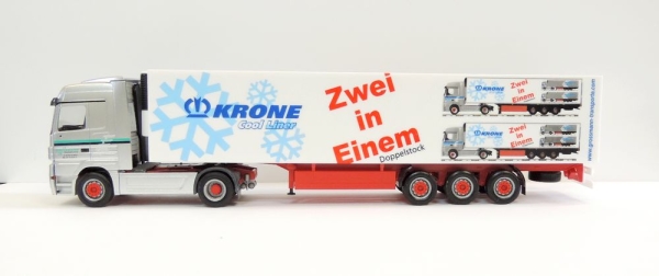 Herpa 149709 Mercedes-Benz Actros LH 02 K?hlkoffer-Sattelzug "Grossmann / Krone"