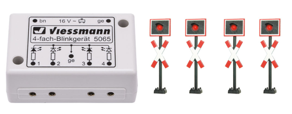 Viessmann 5835 H0 Andreaskreuze, 4 Stück mit Blinkelektronik